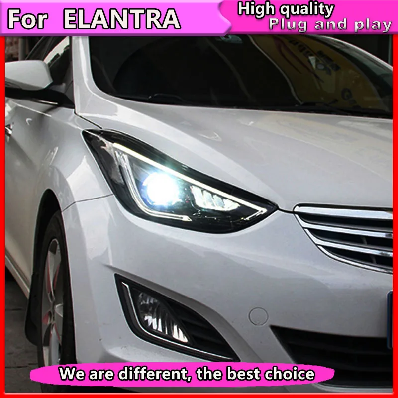 Автомобильные фары для автомобиля Hyundai Elantra 2012 2016 светодиодный DRL Bi Xenon объектив