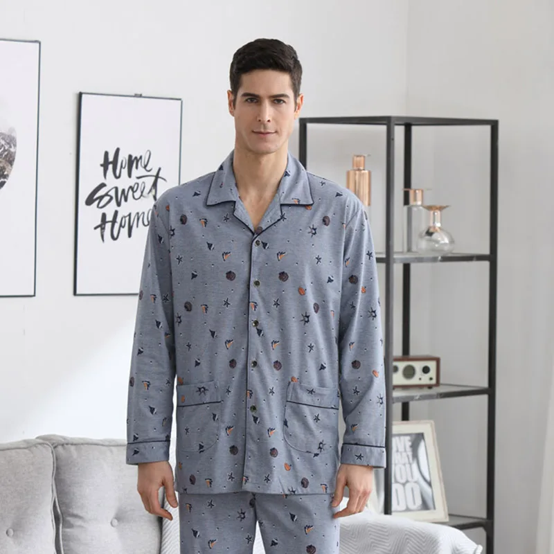 CherLemon мужской весенний Кардиган с длинным рукавом вязаный хлопковый пижамный