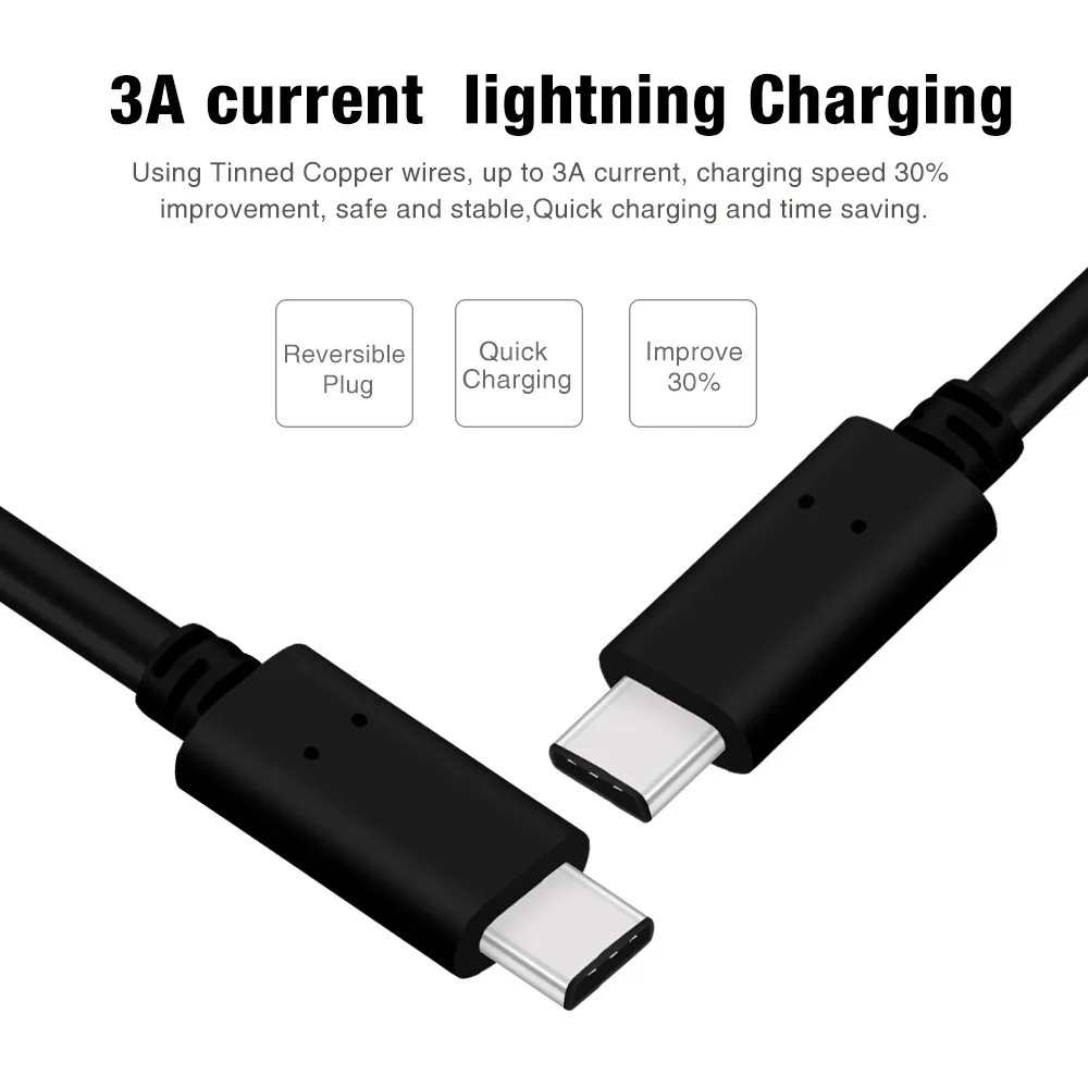 Кабель USB C 3 0 3A 60 Вт PD QC кабель для быстрой зарядки и передачи данных MacBook Pro huawei mate 20