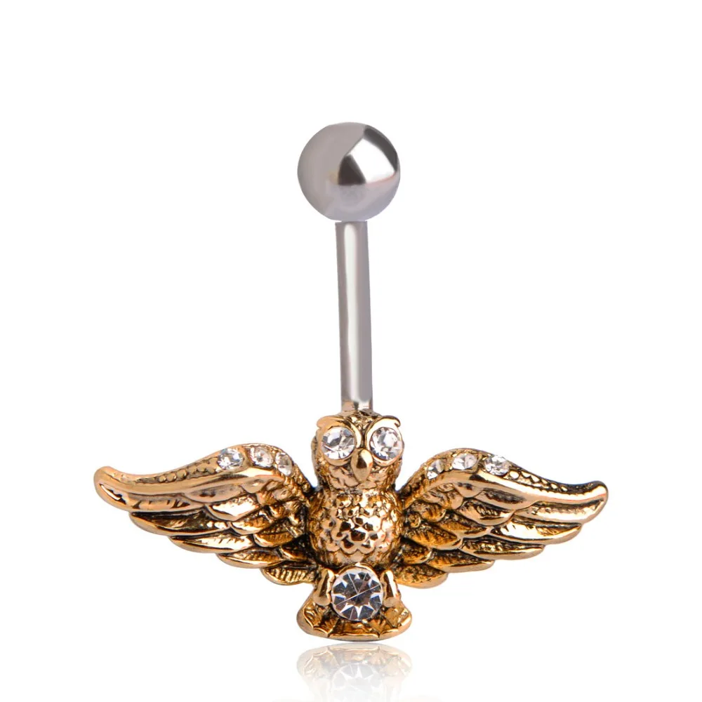 Funmor панк сова пупка кольцо 1 6 мм Пирсинг животных для ювелирные изделия |