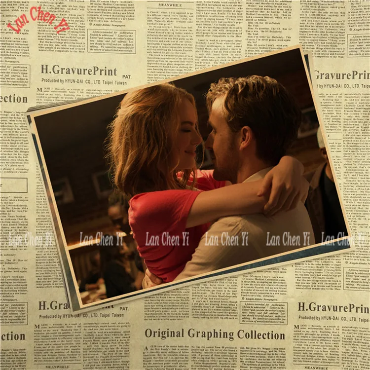 Небесно-голубой Несколько наград классический фильм La Land крафт-бумага плакат для кафе Креативные обои украшение интерьера - Цвет: Небесно-голубой
