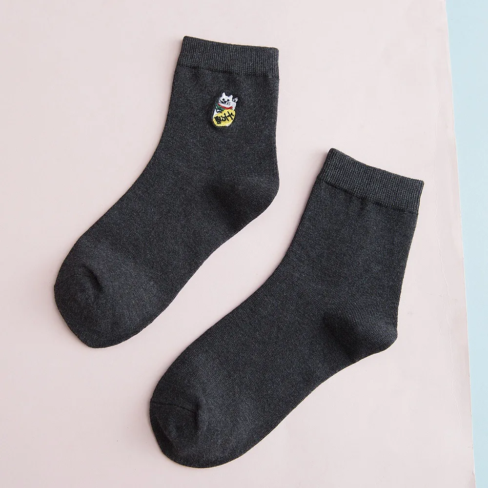 Harajuku/модные новые милые женские Носки с рисунком котенка, кошки, панды, забавные однотонные хипстерские хлопковые носки в стиле хип-хоп