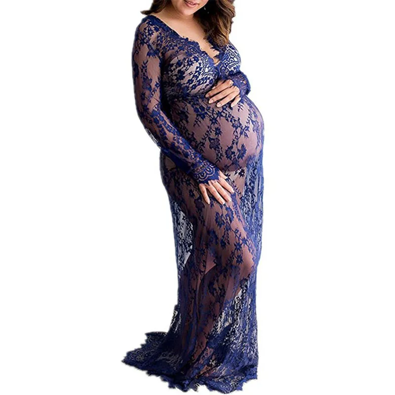 

Deep V-Neck Lace Pregnancy Dress Photography Maternity Dresses Photo Shoot Long Maxi Gown Maternity Photography Props Dresses