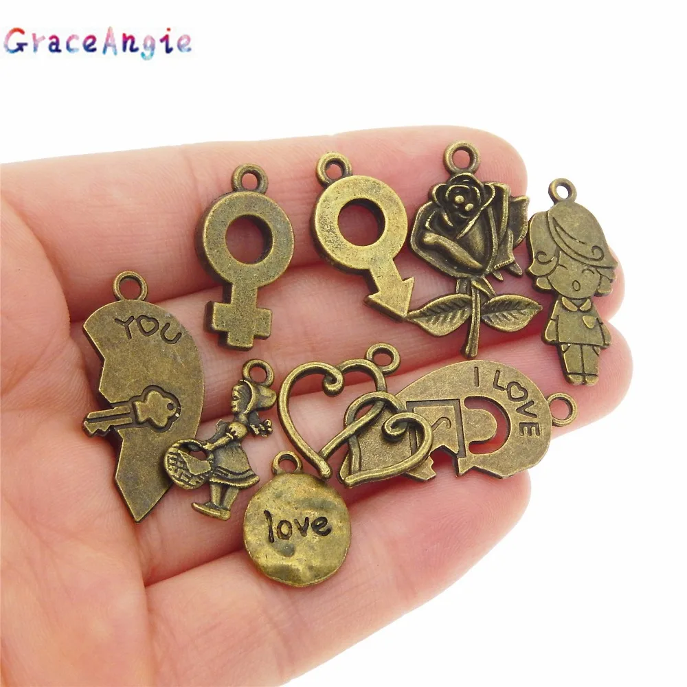 9 штук упак. микс сердце любовь подвеска Подвески на День святого Валентина