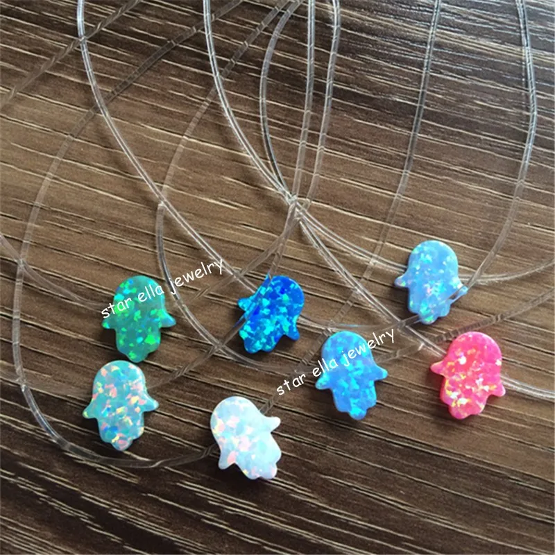 Прозрачная нейлоновая цепь из синтетического опала ожерелье для женщин 1 шт.|hamsa