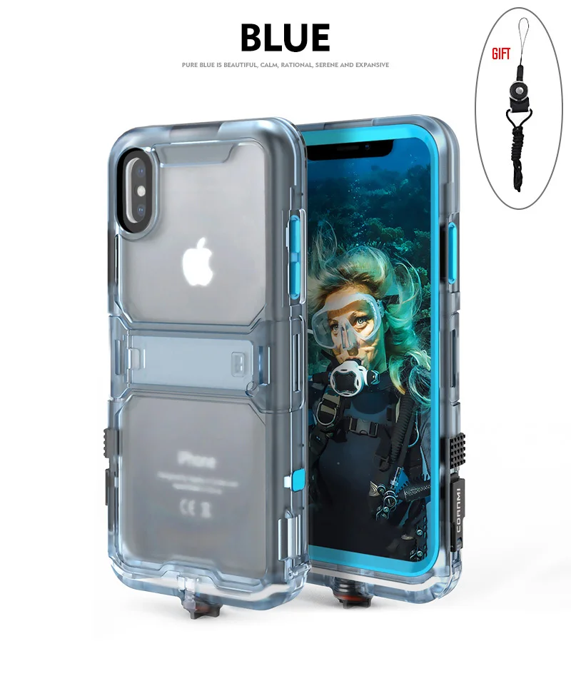 CORNMI водонепроницаемый чехол для iPhone X полное покрытие защитный чехол подставка держатель PC tермопластичный силикон задняя крышка телефона