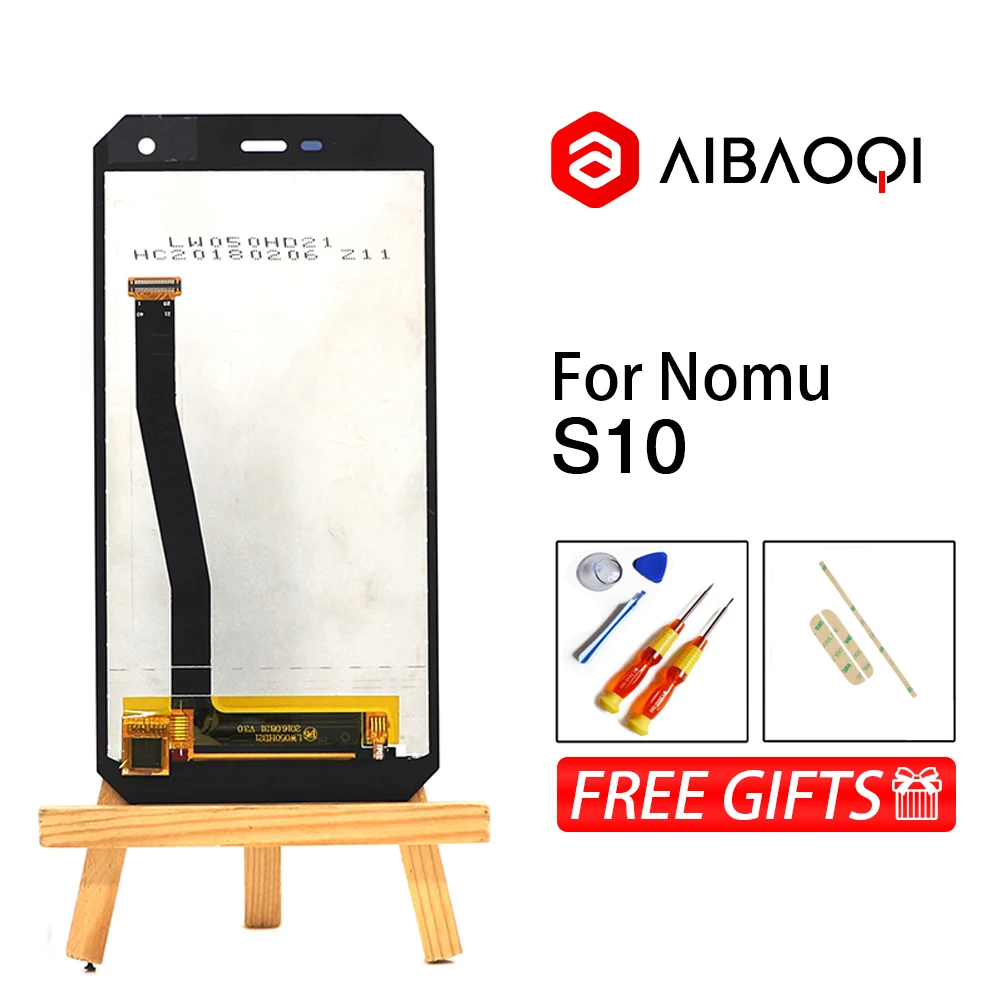 AiBaoQi, сенсорный экран+ 1280X720, ЖК-дисплей в сборе, замена для Nomu S10 5," HD четырехъядерный процессор MTK6737T Android 6,0