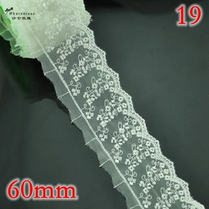 19 White 60mm 3 м/лот тесемка шнурка полиэфира вышитые Чистая кружевная отделка для шитья одежды/скрапбукинга/Свадебные вечерние украшения - Цвет: 19 White 60mm