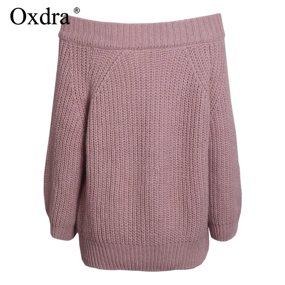 Oxdra Sweaters Women's Autumn Winter Hot New Ladies Sexy Slash Neck Trendy Women Knitted Warm Loose Jumpers Pullovers | Женская