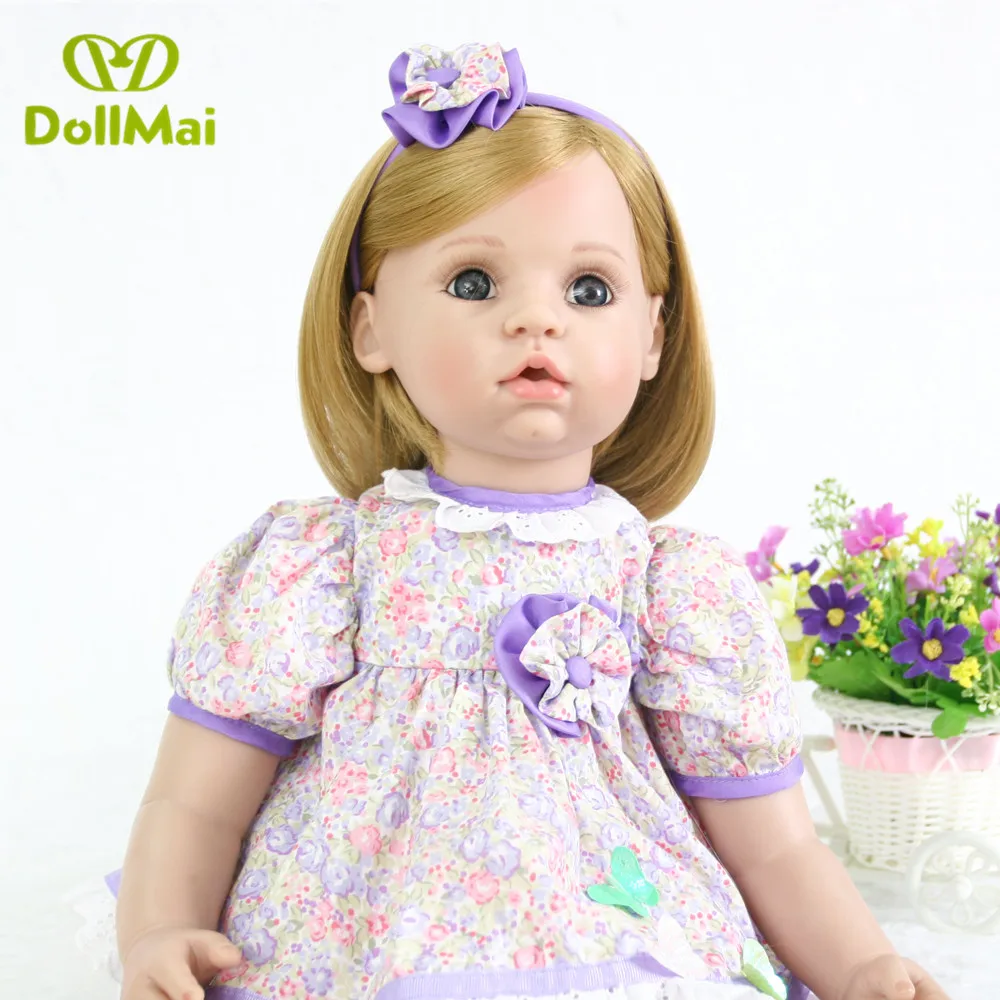 

DollMai Exquisite silicone reborn baby boy doll like real vinyl toddler babies for girl realistic collectible dress up dolls