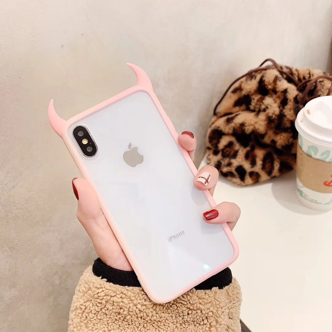Горячая 3D с подвесками в виде милых Devil Corner прозрачный мягкий чехол для iphone 6 S 7 8 plus