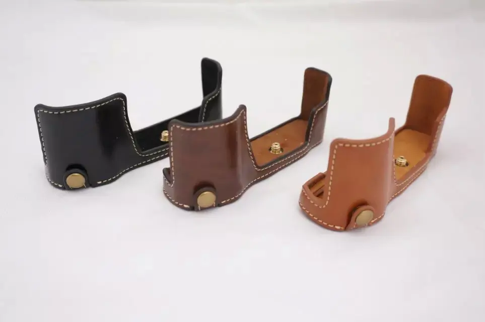 Черный/коричневый/КОФЕ искусственная кожа камера Жесткий чехол половина тела