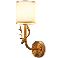american style brass deer head lamp modern minimalist living room bedroom bedside lamp bathroom mirror headlights aisle corridor