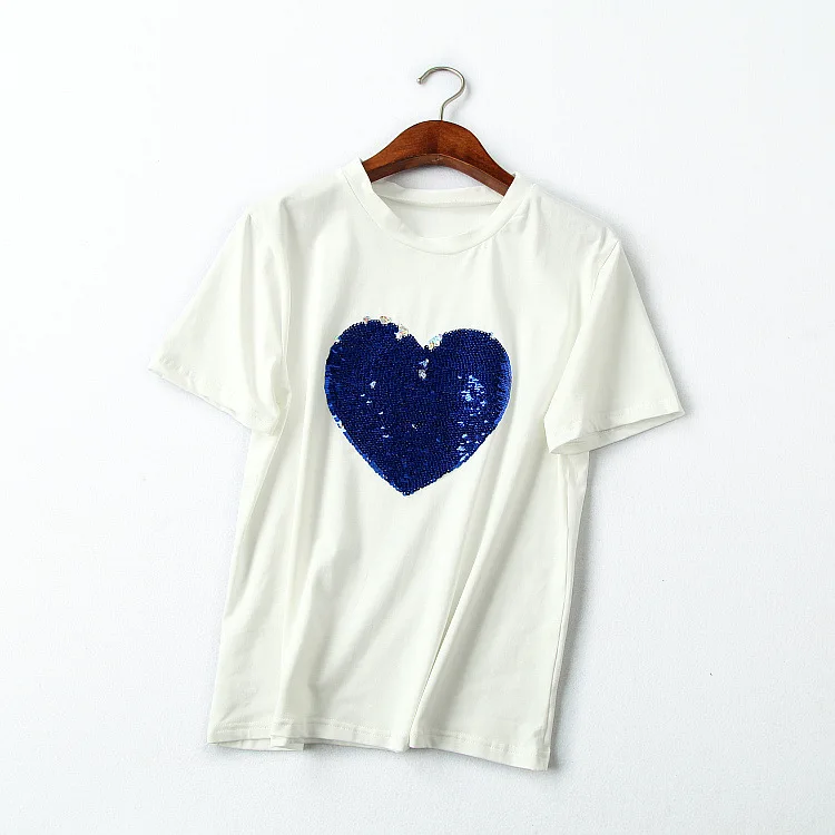 Женская футболка с блестками Love Heart + Полосатые повседневные штаны для похудения