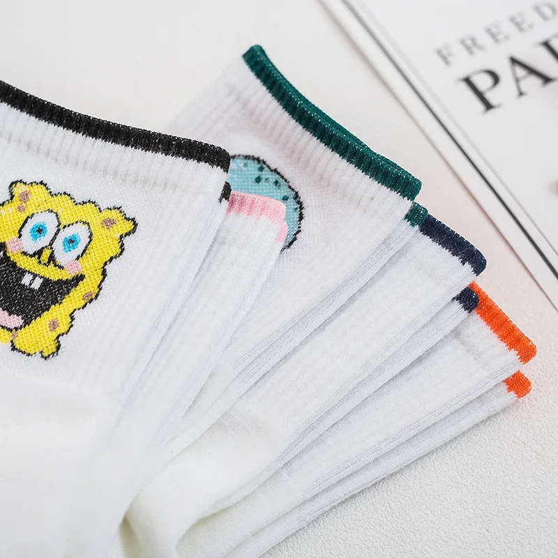Calcetines gato носки забавные женские милые короткие с героями мультфильмов Harajuku Губка