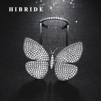hibride beautiful fly butterfly shape cubic zirconia adjustable size women rings anillos micro cz stone pave finger ring r 185