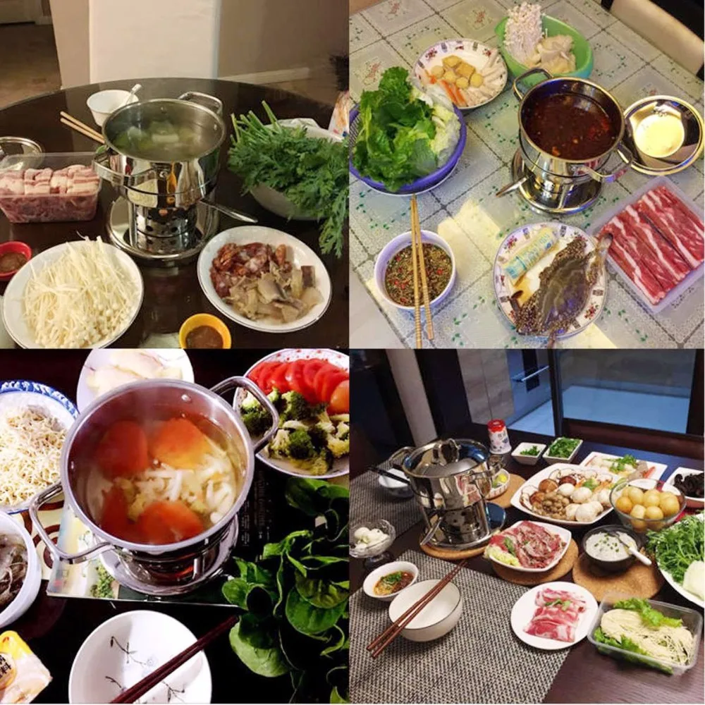 Новый горячий горшок Shabu из нержавеющей стали с спиртовой горелка и крышка