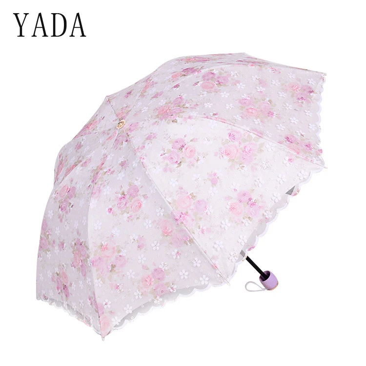 

YADA Brand Double Flower Umbrella For Women Sunscreen Folding Princess Umbrella Waterproof Decorate Lace Umbrella Parasol YS638