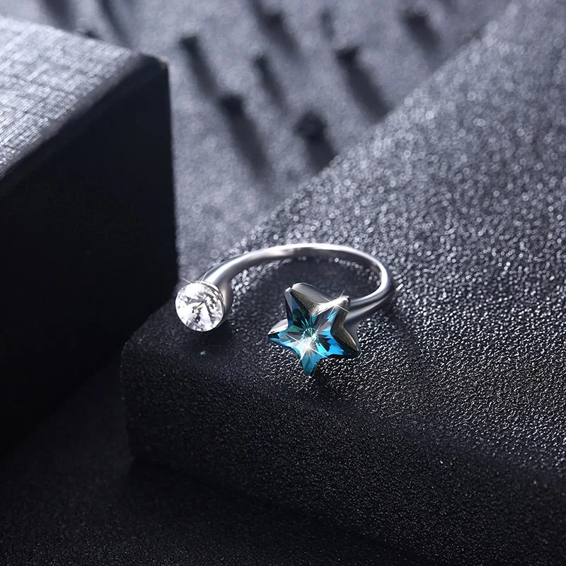 Легкие кристаллы Swarovski синяя фиолетовая бабочка тонкая серебряная пробы для