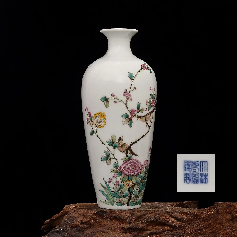 Цветок и ваза с птицами античный PorcelainCollection Ju Ren Tang резиденция Республики Китай