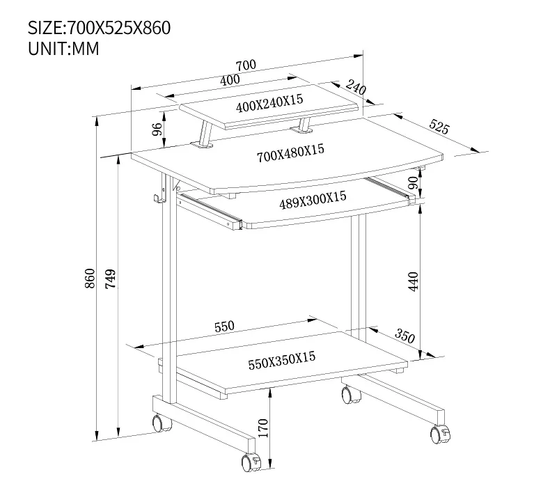 Современный Настольный компьютер мобильный ноутбук простой стол 70 см маленький