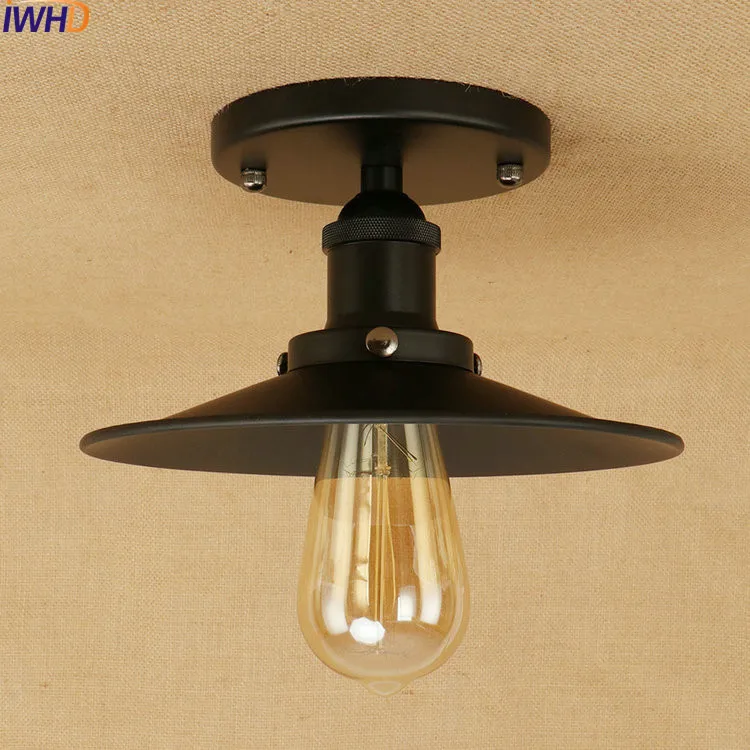 IWHD Черный винтажный светодиодный потолочный светильник Эдисона светильники