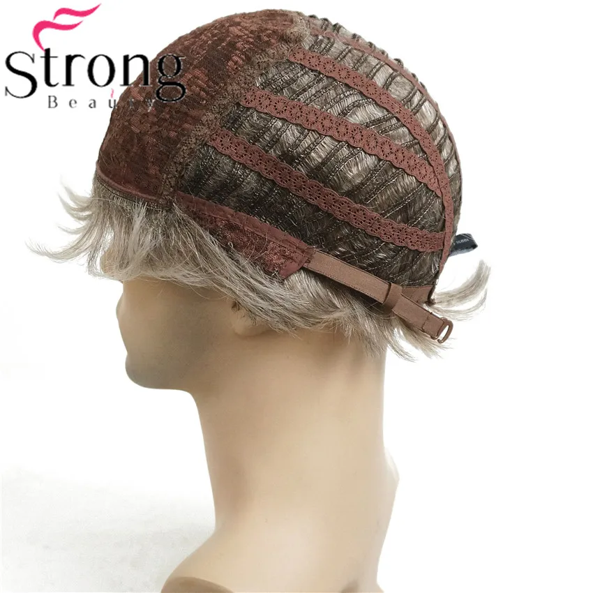 StrongBeauty Manly короткие коричневые смешанные со светлыми пушистыми прямыми полнометражными плавными термостойкими парик из синтетического материала для мужчин
