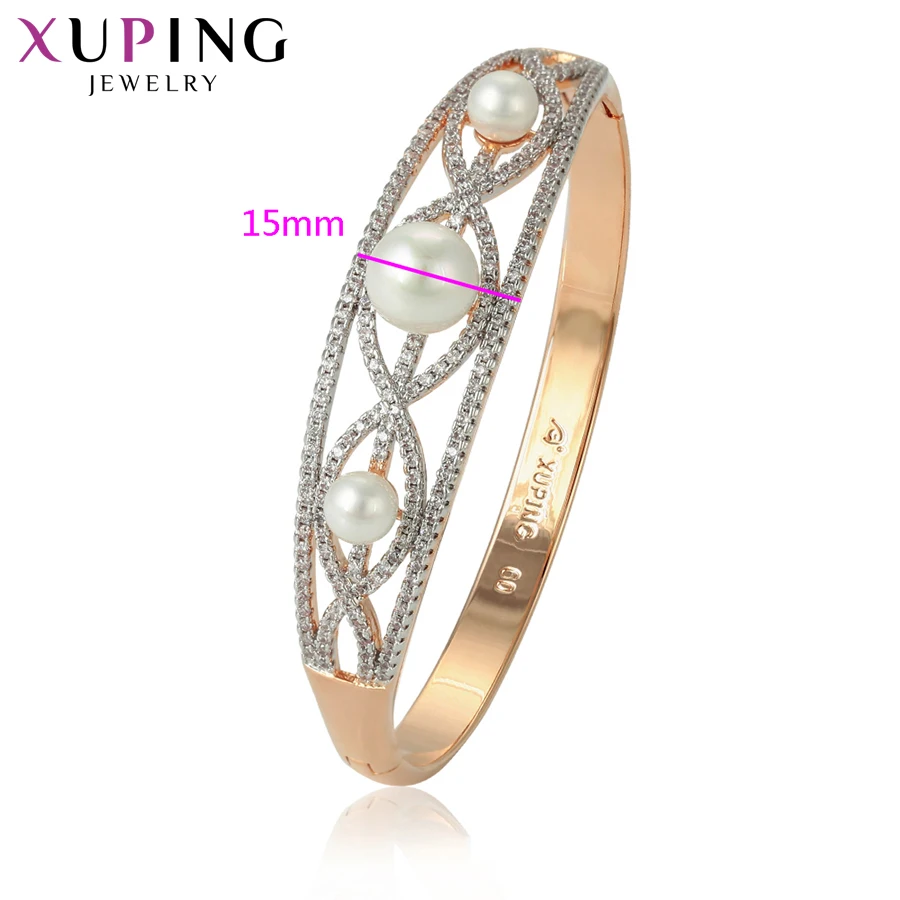 Xuping 11,11, роскошные ювелирные браслеты с тремя искусственными жемчужинами, высокое качество, винтажный рождественский подарок, S163.9-51954 для женщин и девушек