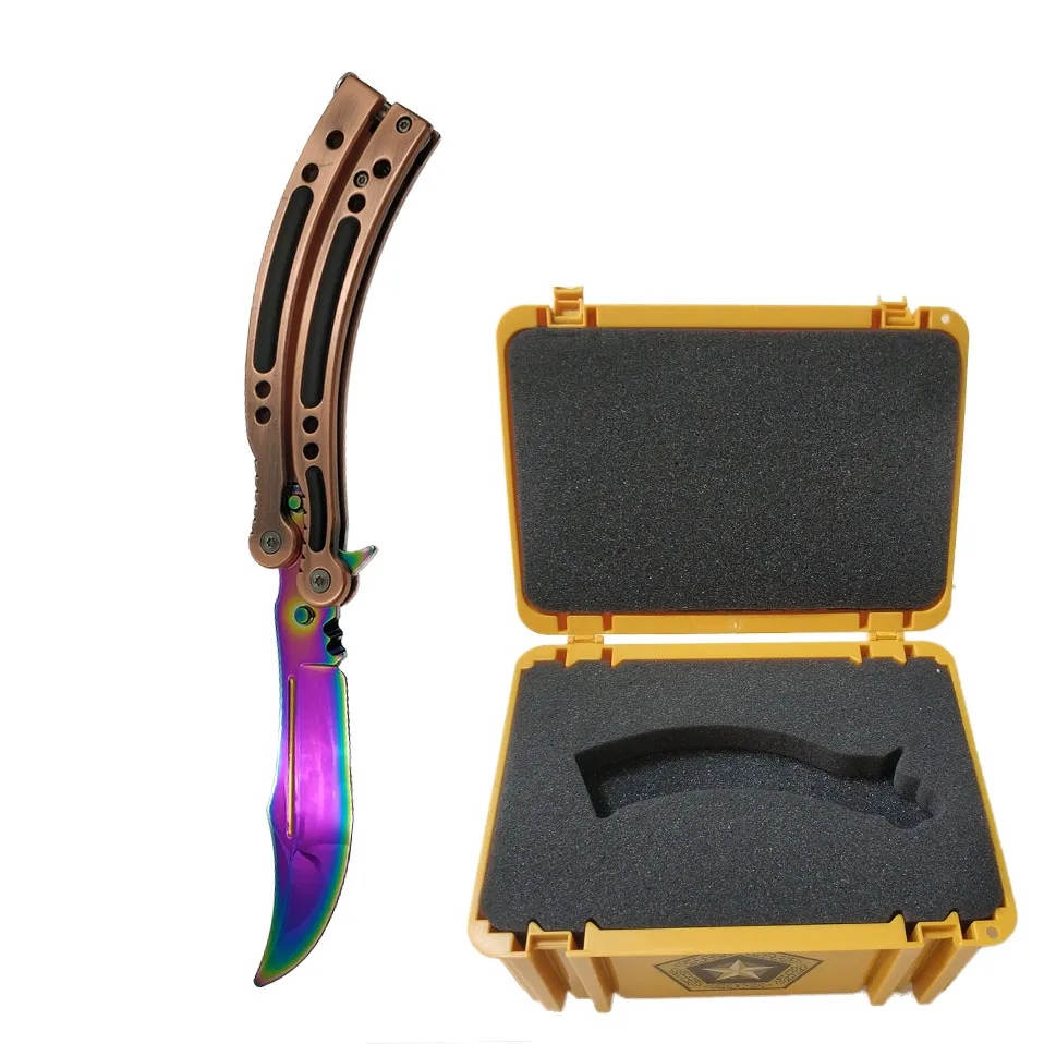 Bronze Fade Swayboo CS GO Karambit складной набор ножей чехол бабочка в коробке для ножей допплеровский тренировочный нож без края ревой практический инструмент - Цвет: Bronze Fade