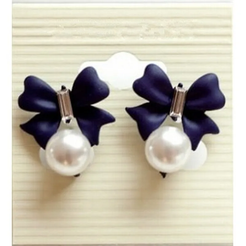 Корейские ювелирные изделия милые серьги гвоздики с бантом кулон искусственным