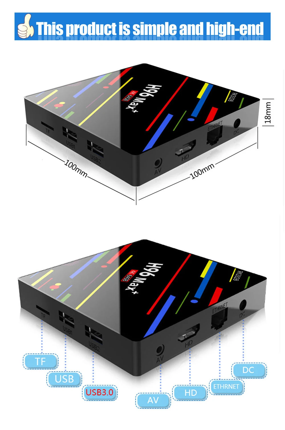 ТВ-приставка H96 MAX Plus RK3328 Android 8,1 4 Гб ОЗУ 64 Гб ПЗУ смарт-приставка 4K H96Max+ медиаплеер