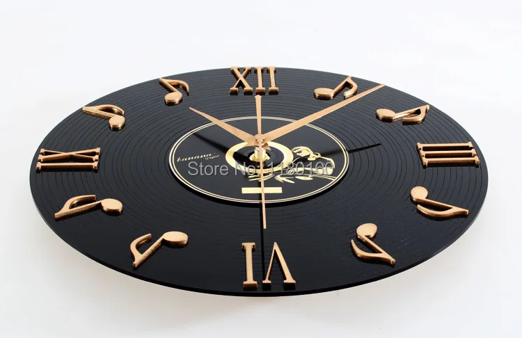 Виниловые пластинки уолл-музыкальный ноты настенные часы Творческий мода