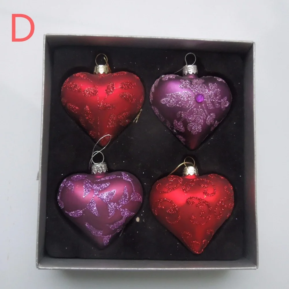 

4boxes/pack Width=6cm Hand Painting Glass Heart Pendant Christmas Day Glass Pendant Decorative
