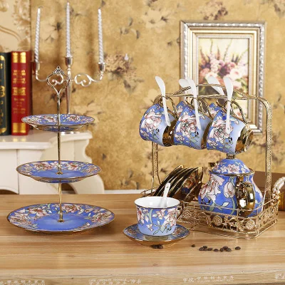 6Pcs 1Set Британская Высококачественная чайная чашка и блюдце, Европейский набор керамических кофейных чашек цвета слоновой кости, Керамическая Современная фарфоровая чашка для подарков - Цвет: 6Pcs 1Set