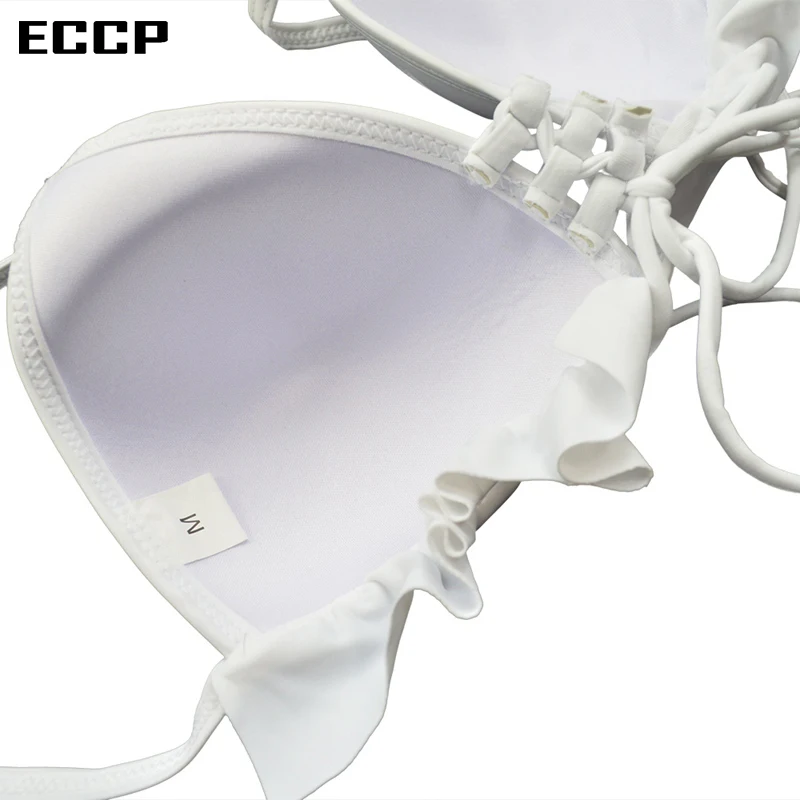 2018 ECCP сексуальный белый сетчатый Бандаж бикини микро купальный костюм купальник