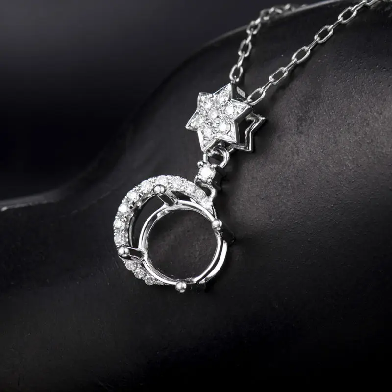 Ювелирные изделия 7x7 мм круглые подвески с натуральным бриллиантом в твердом 18