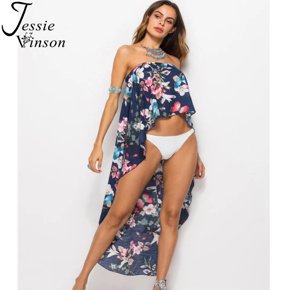 Jessie Vinson Boho печать без бретелек труба блузка для женщин рукавов высокая пройма