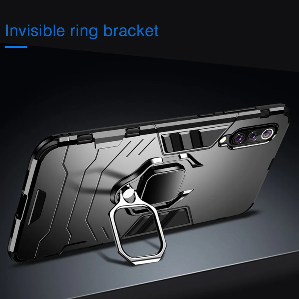 Heyytle Armor Shockproof Case For Xiaomi mi 8 Lite 9 se A1 A2 Max 3 Metal Redmi Note 6 5 Pro 7 Magnet Ring Holder Cover |