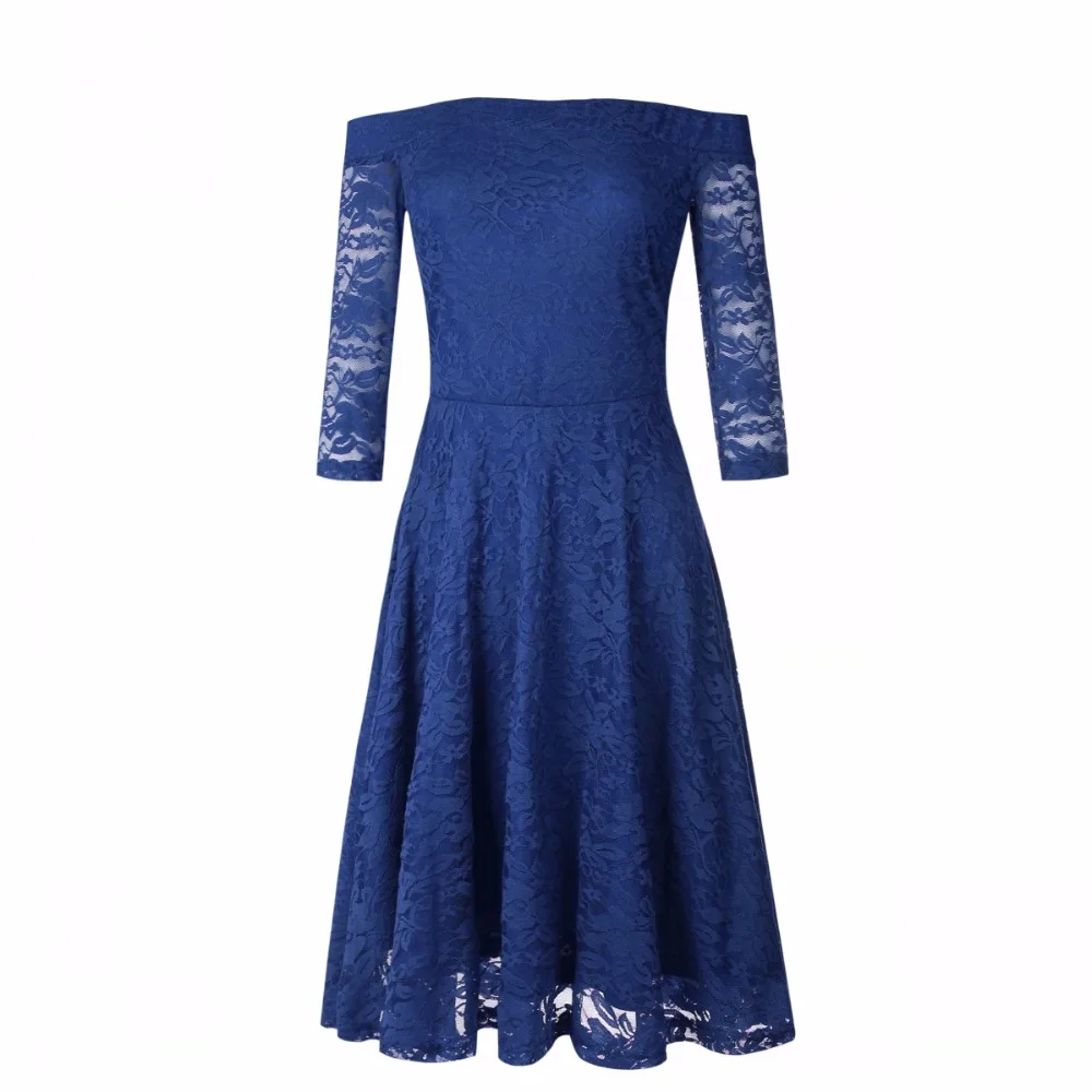 Женское элегантное кружевное платье большого размера Vestidos с открытыми плечами