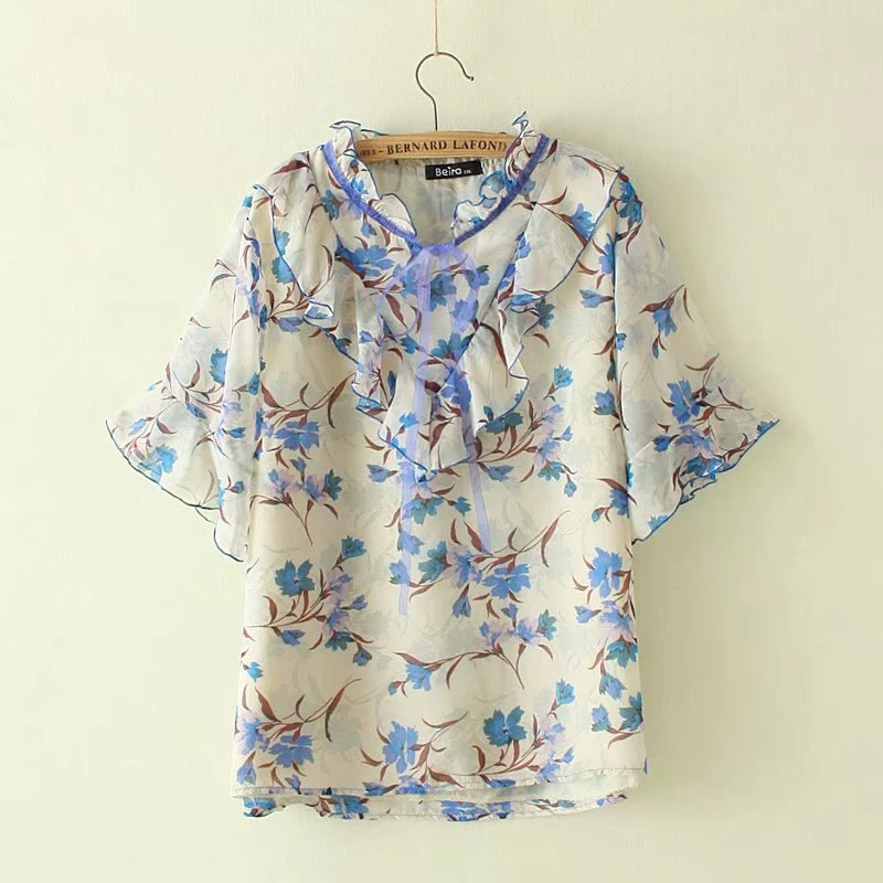 

Plus Size Women Shirt Chiffon Blouse Office Lady Casual Summer Tops