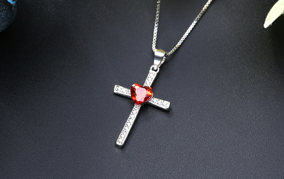 ORSA JEWELS, подлинное 925 пробы Серебряное сердце с подвеской в виде Креста для женщин, ожерелья AAA CZ, Модные женские ювелирные изделия ASN88