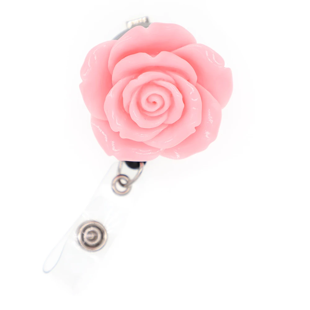 50pcs/45mm Multiple Color Rose Flower Resin Retractable RN ID Badge Holder Student Reel Name Clip | Украшения и аксессуары
