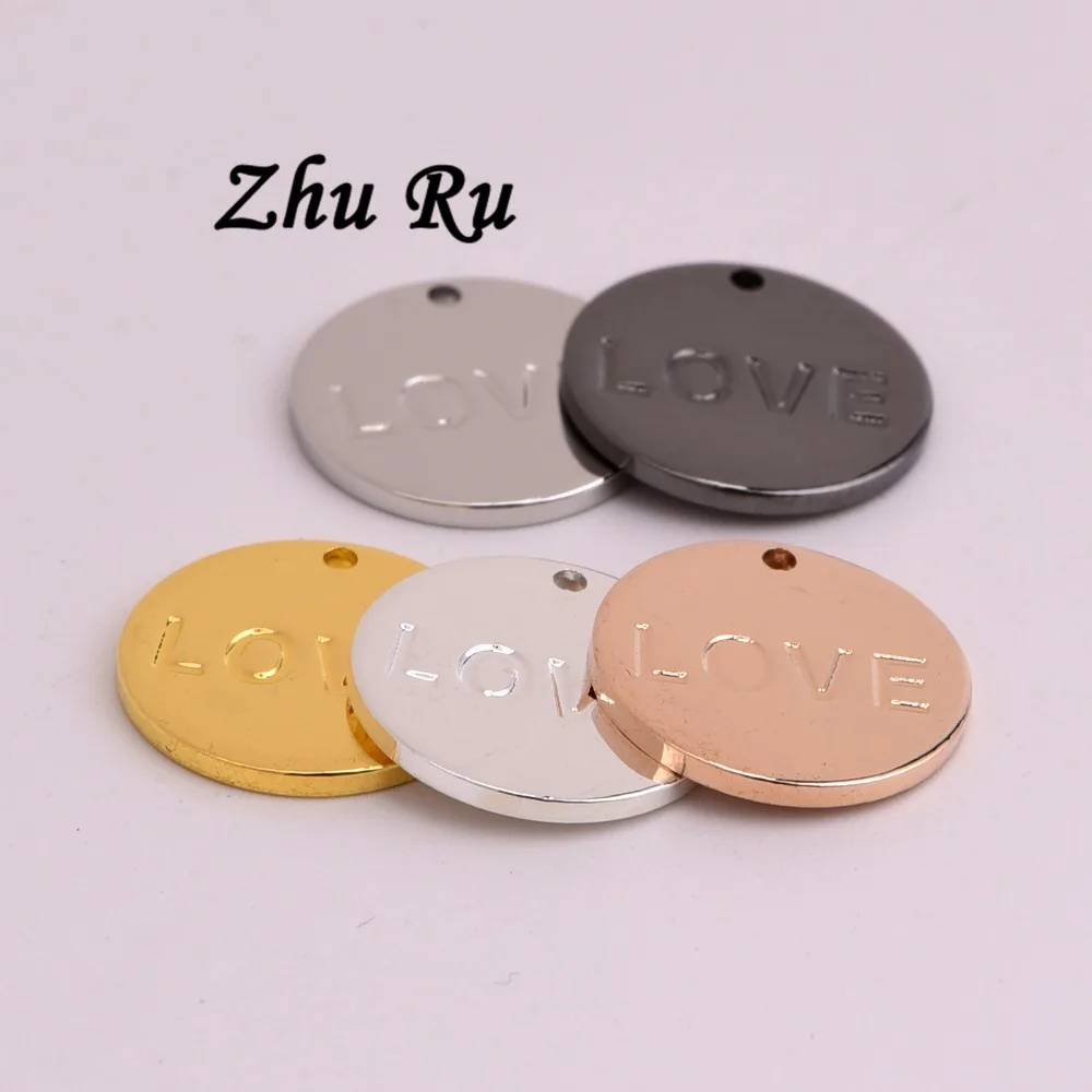 ZHU RU 20 шт./лот 12 мм Модная медная бирка для гравировки букв love Wafer charm ожерелья DIY