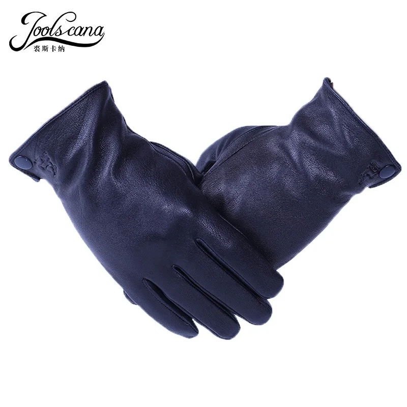 Joolscana, кожаные перчатки, мужские зимние перчатки, черные, мотоциклетные, модные, бренд, козья кожа, теплая подкладка, высокое качество
