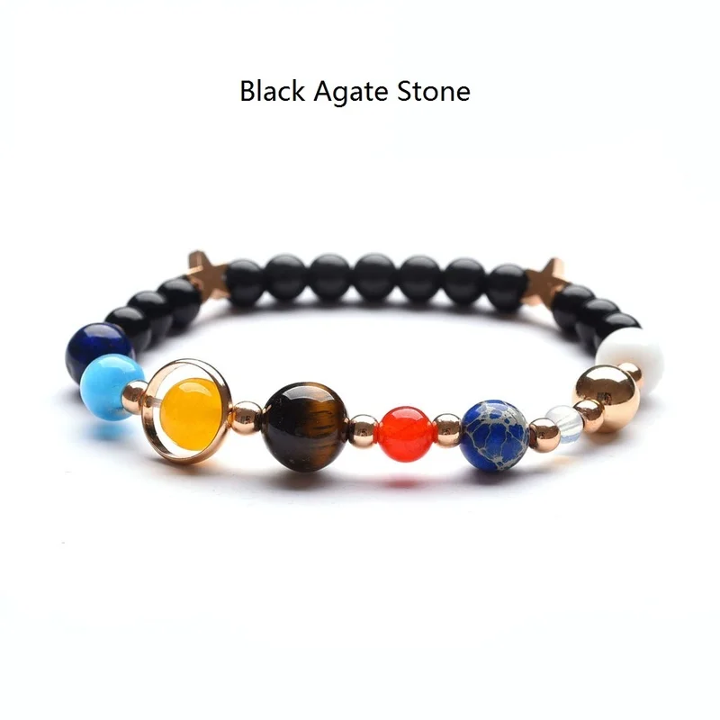 4 6 8 10mm Mixed Universe Galaxy the Eight Planets in Solar System Guardian Star Natural Stone Beads Bracelet BangleGift | Украшения и