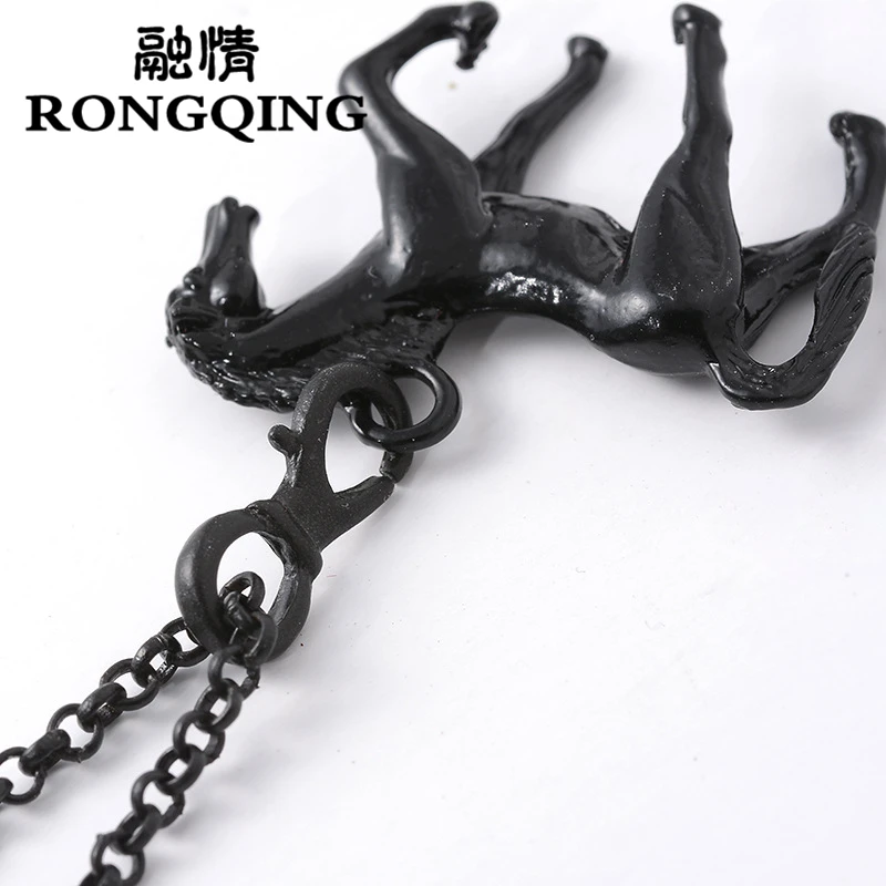RONGQING 2018 модное открытое черное милитари лошадь DIY мерный кулон животное ожерелье