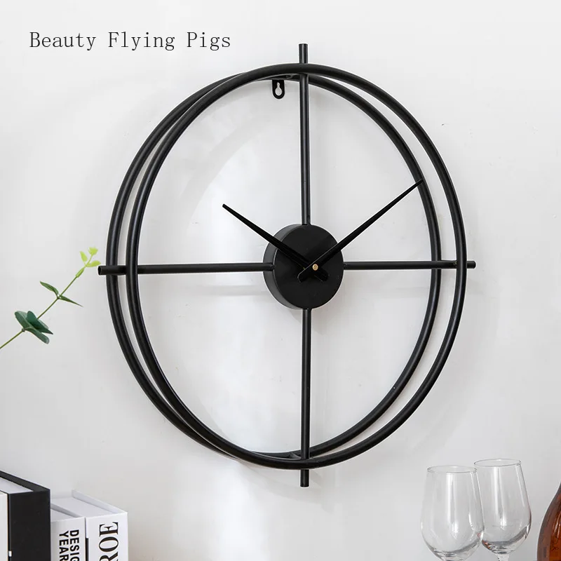 Modern silent wall clock living room bedroom quartz home decoration clocks light luxury metal wrought iron clock free shipping