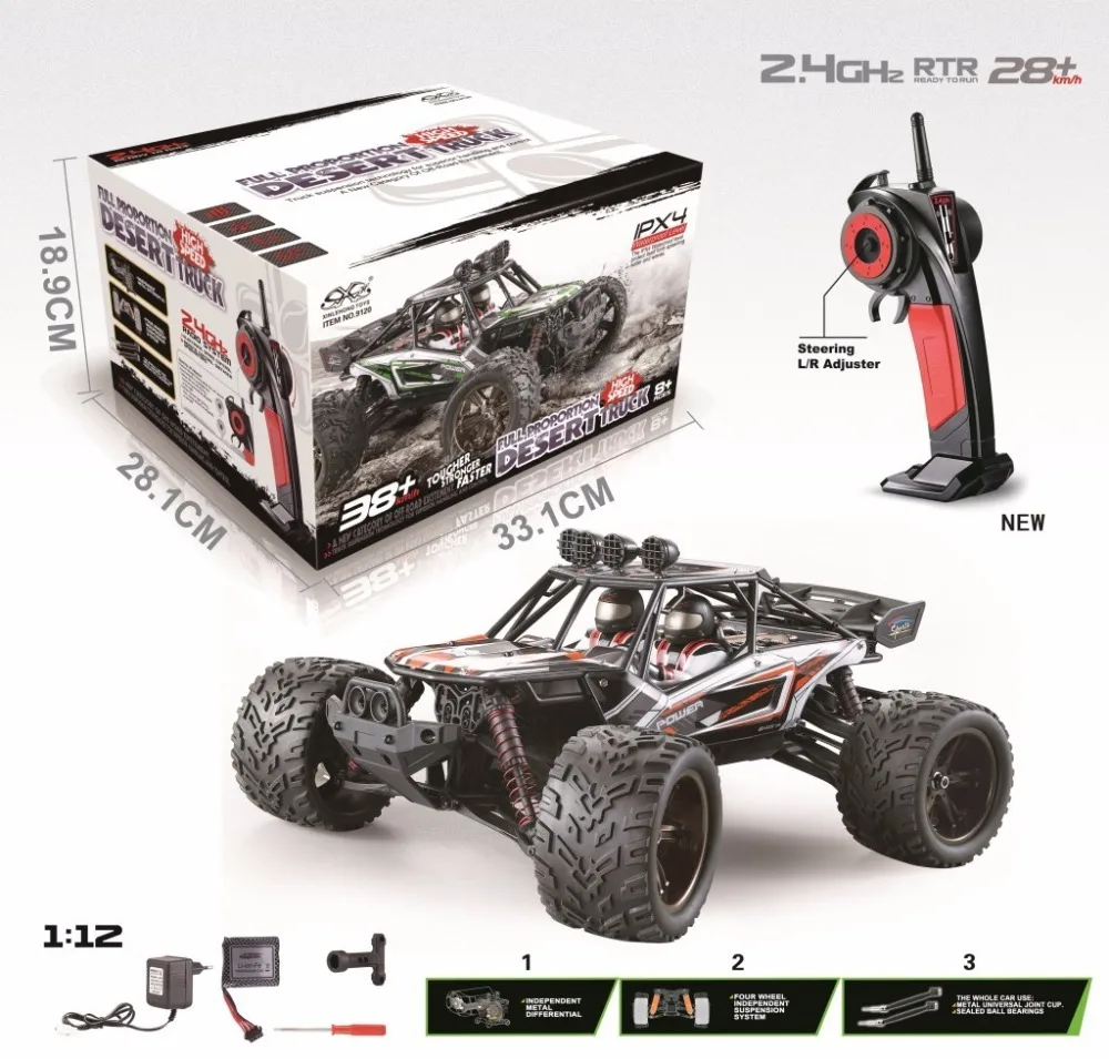 Игрушки xinlehong 9120 1/12 2,4 GHz 2WD электрические высокоскоростные радиоуправляемые машины, игрушки с пультом дистанционного управления RTR пустынные грузовики, внедорожник автомобиль