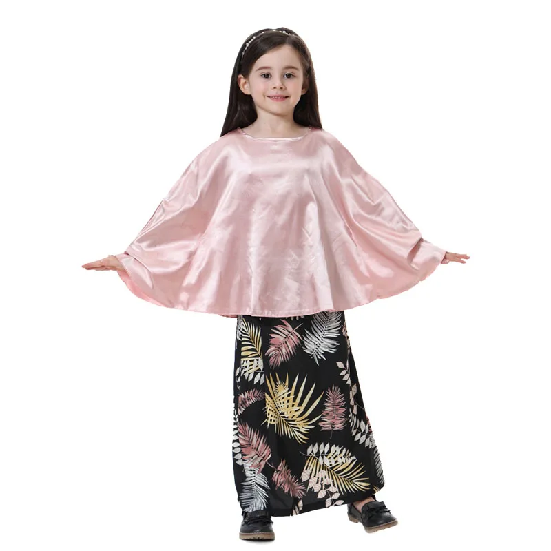 MISSJOY Abaya/Детское платье в Дубае сатиновое с рукавами летучая мышь для девочек