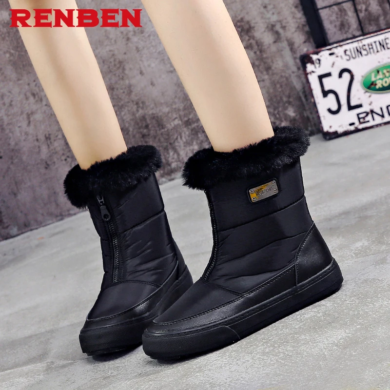 

Женские ботинки Нескользящие Водонепроницаемые зимние ботильоны для снежной погоды женская зимняя обувь на платформе с толстым мехом botas ...